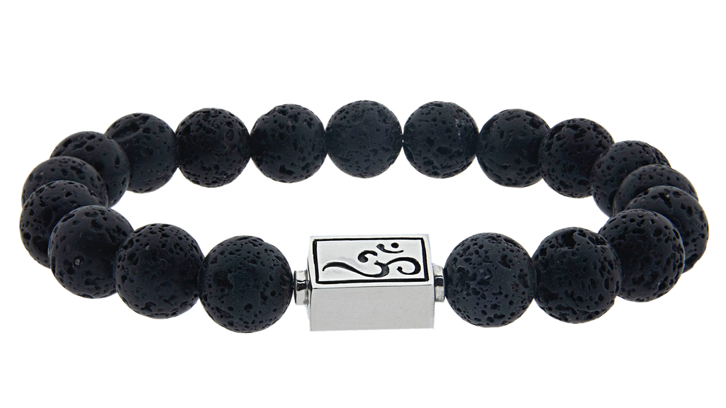 All Black Lava Beads with Large Silver Spacer –